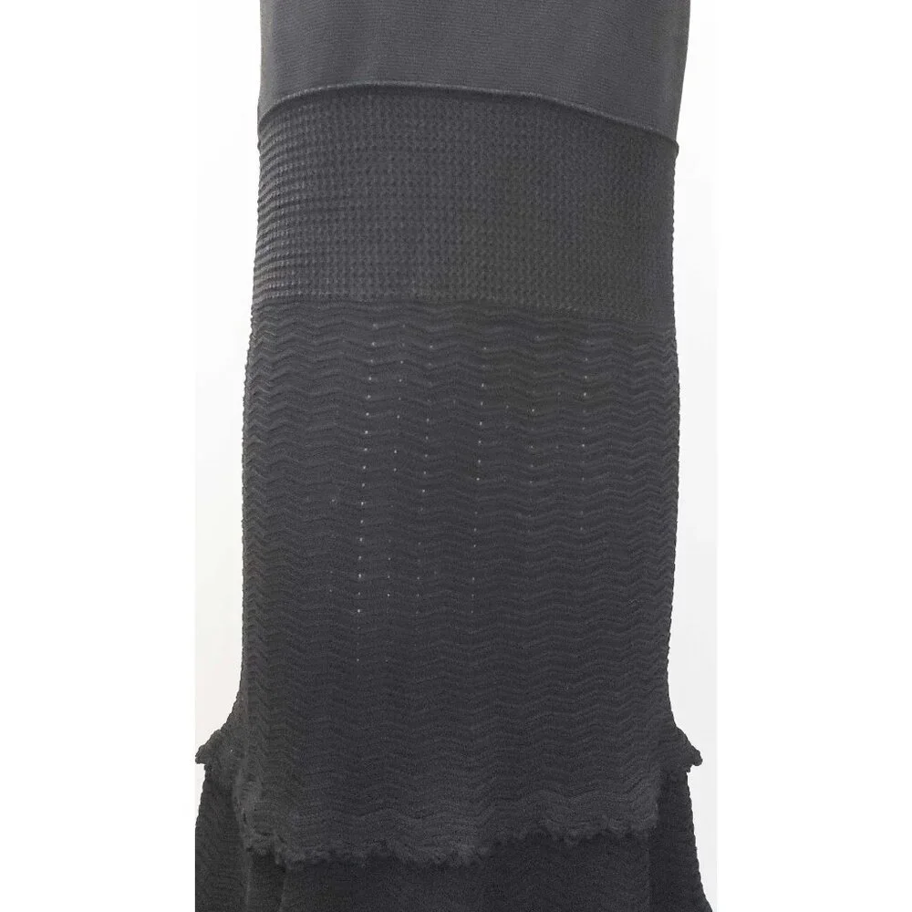 CHANEL 05P Womens Dress Black Knit Flapper Sleeveless Flared Skirt Back Button